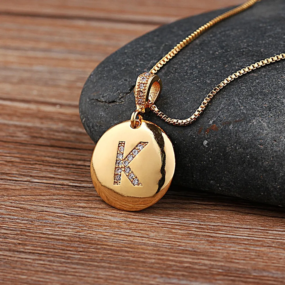 Beautiful Custom Alphabet Engraved Pendant - Gold Finished
