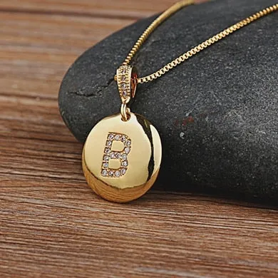 Beautiful Custom Alphabet Engraved Pendant - Gold Finished