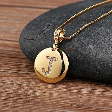 Beautiful Custom Alphabet Engraved Pendant - Gold Finished