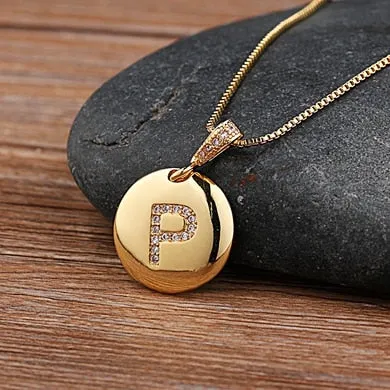 Beautiful Custom Alphabet Engraved Pendant - Gold Finished