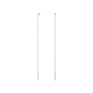 Bezel Diamond Threader Earrings
