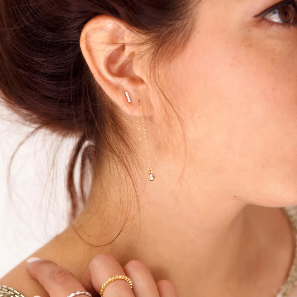 Bezel Stone Ear Threaders (more stones)