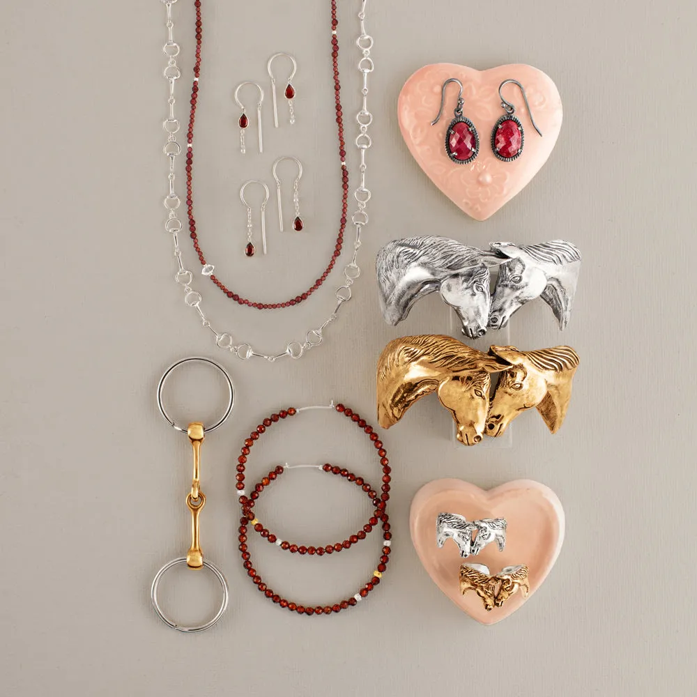Bezeled Stone Dancer Threaders in Garnet & Silver - Top Stone
