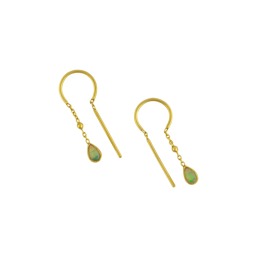Bezeled Stone Dancer Threaders in Opal & Gold- Bottom Stone | Available to Ship March 7, 2025