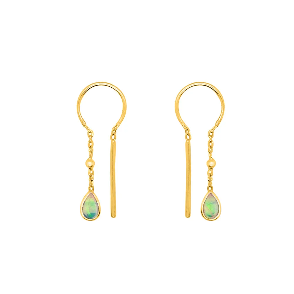 Bezeled Stone Dancer Threaders in Opal & Gold- Bottom Stone | Available to Ship March 7, 2025