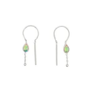 Bezeled Stone Dancer Threaders in Opal & Silver - Top Stone  | Available to ship March 7, 2025