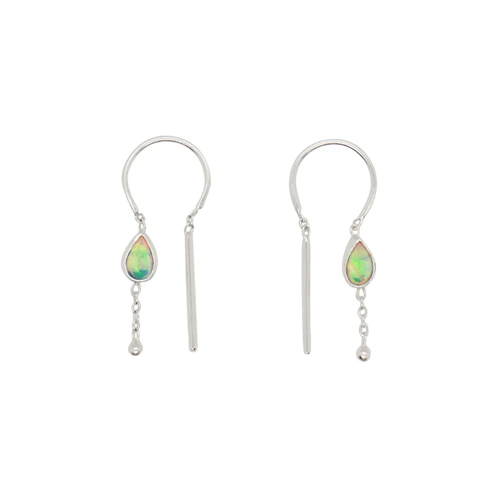 Bezeled Stone Dancer Threaders in Opal & Silver - Top Stone  | Available to ship March 7, 2025