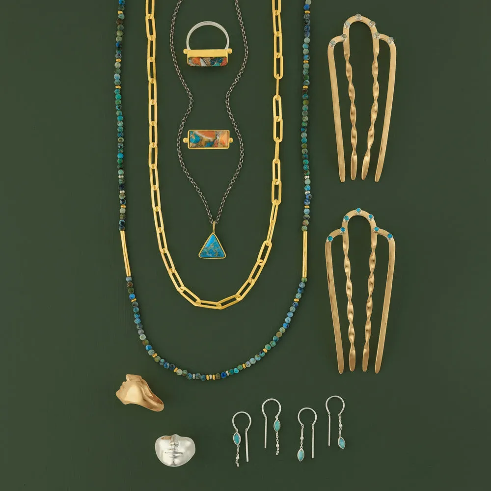 Bezeled Stone Dancer Threaders in Turquoise - Top Stone
