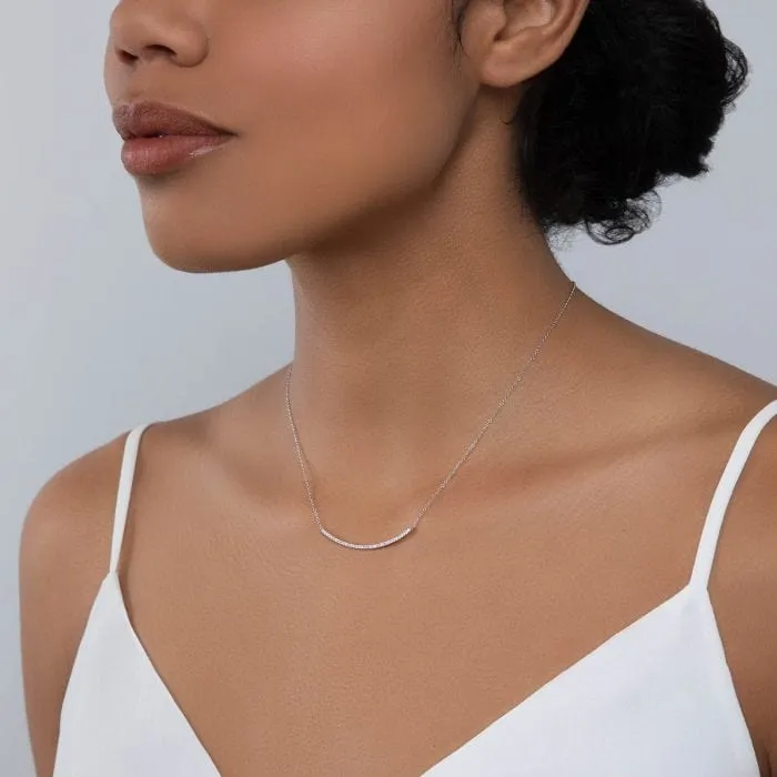 Birks 18K White Gold Rosee du Matin Diamond Bar Necklace