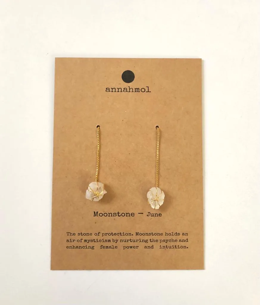 Birth Stone Threader Earrings: Semi-Precious Stones