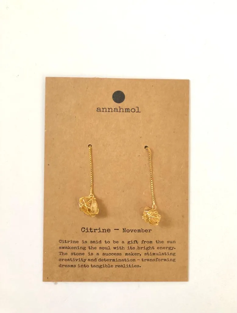 Birth Stone Threader Earrings: Semi-Precious Stones