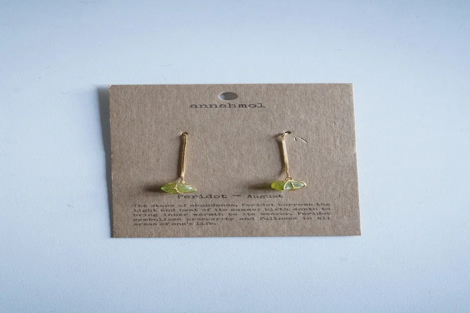 Birth Stone Threader Earrings: Semi-Precious Stones