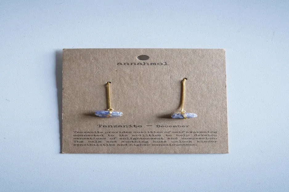 Birth Stone Threader Earrings: Semi-Precious Stones