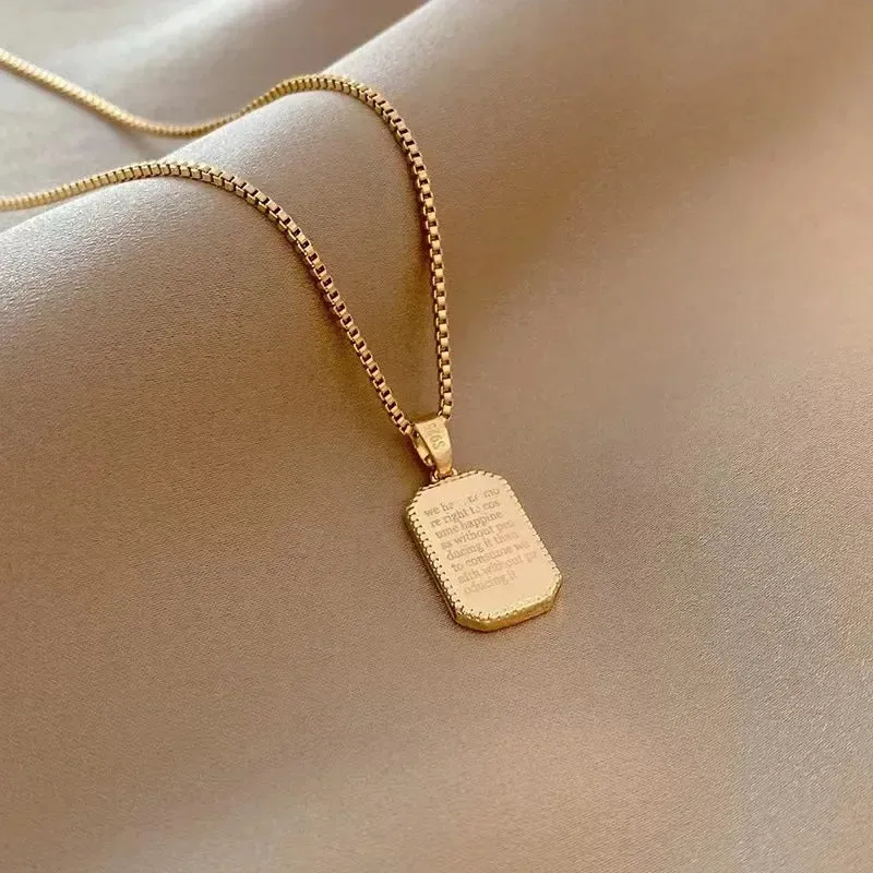 Black Exquisite Minimalist Square Pendant Choker Chain Necklaces