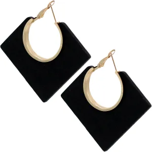 Black Geometric Wooden Mini Earrings