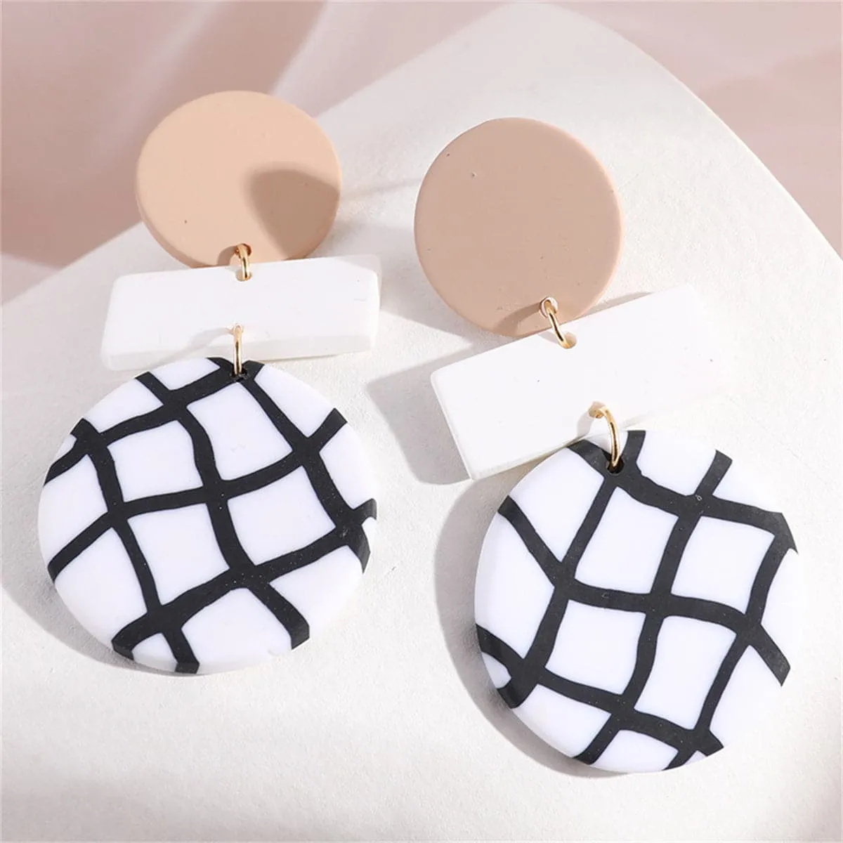 Black Resin & Wood 18K Gold-Plated Geometric Drop Earrings