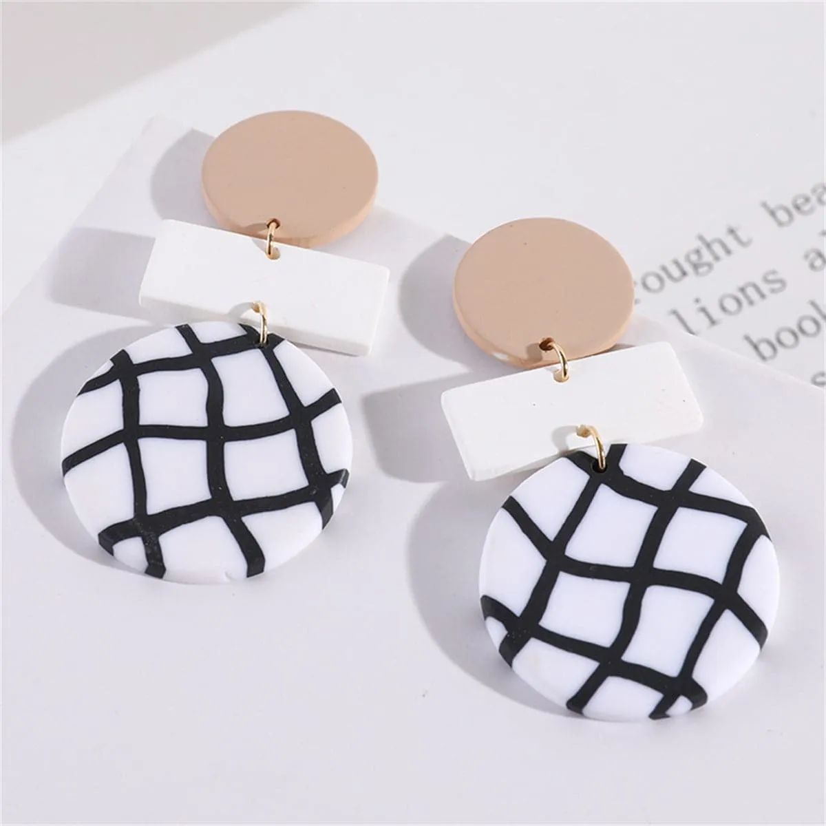 Black Resin & Wood 18K Gold-Plated Geometric Drop Earrings