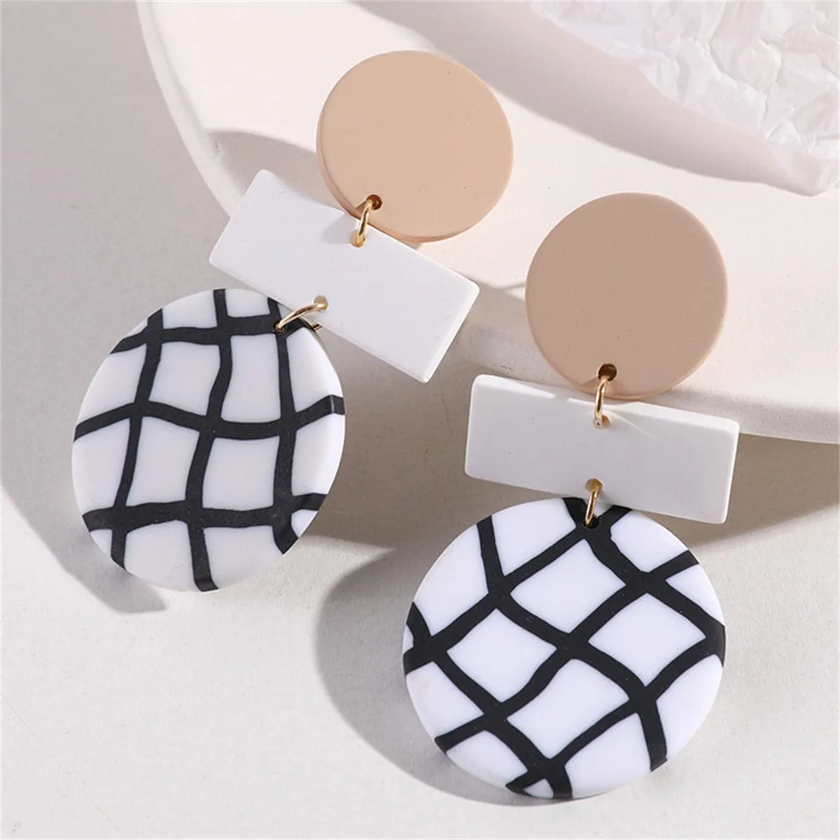 Black Resin & Wood 18K Gold-Plated Geometric Drop Earrings