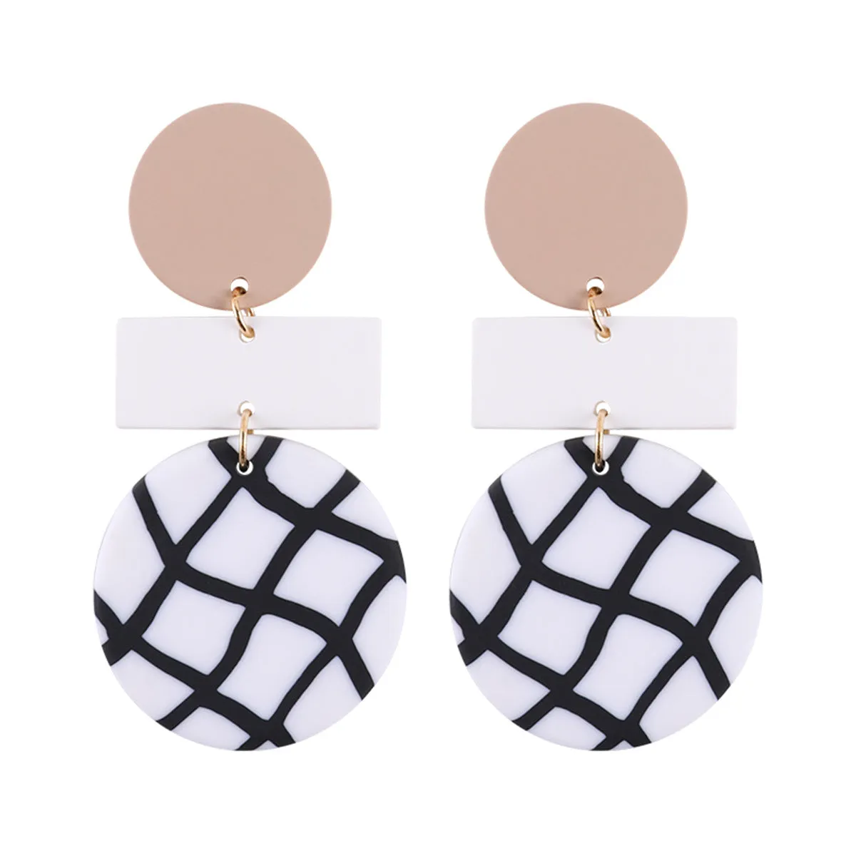 Black Resin & Wood 18K Gold-Plated Geometric Drop Earrings
