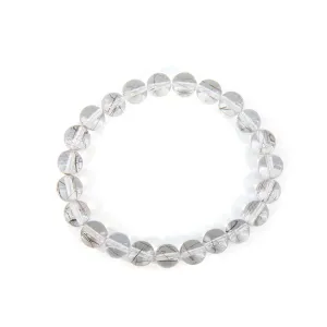 Black Tourmaline in Quartz 8mm Beaded Bracelet