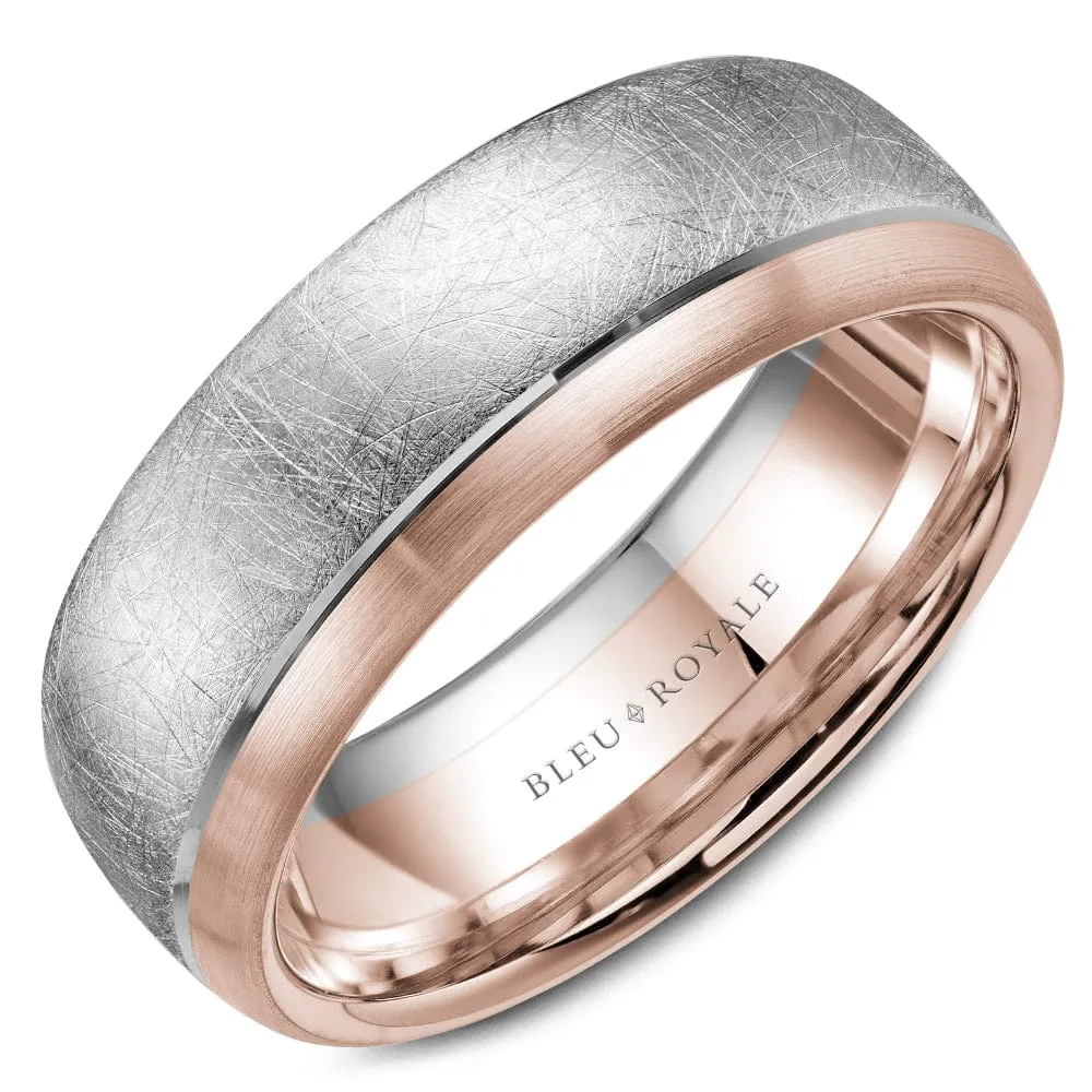 Bleu Royale 14k White and Rose Gold Wedding Band