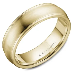 Bleu Royale Sandpaper Center 14kYellow Gold Wedding Band