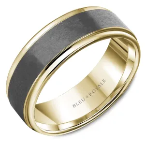 Bleu Royale Tantalum and Polished 14k Yellow Gold Wedding Band