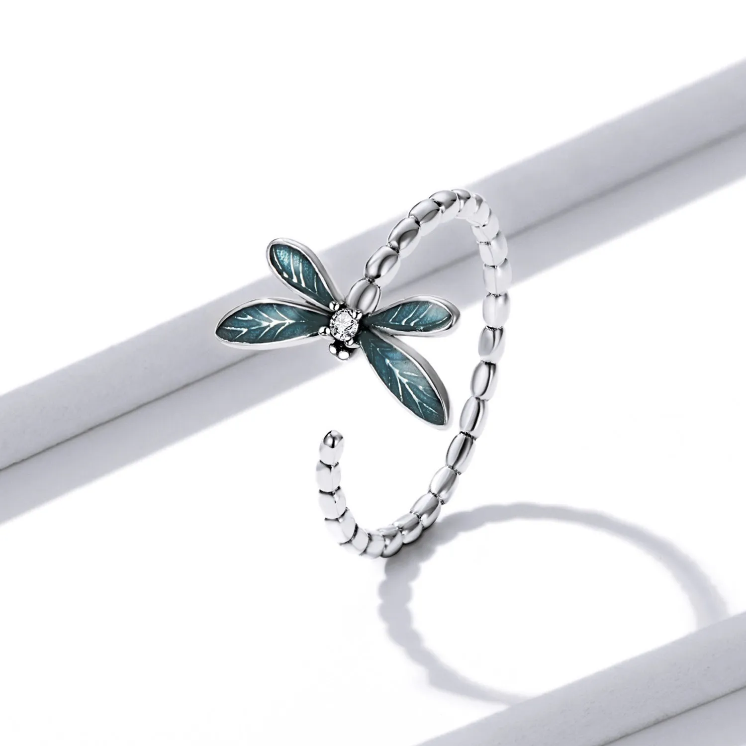 Blue Dragonfly Open Ring