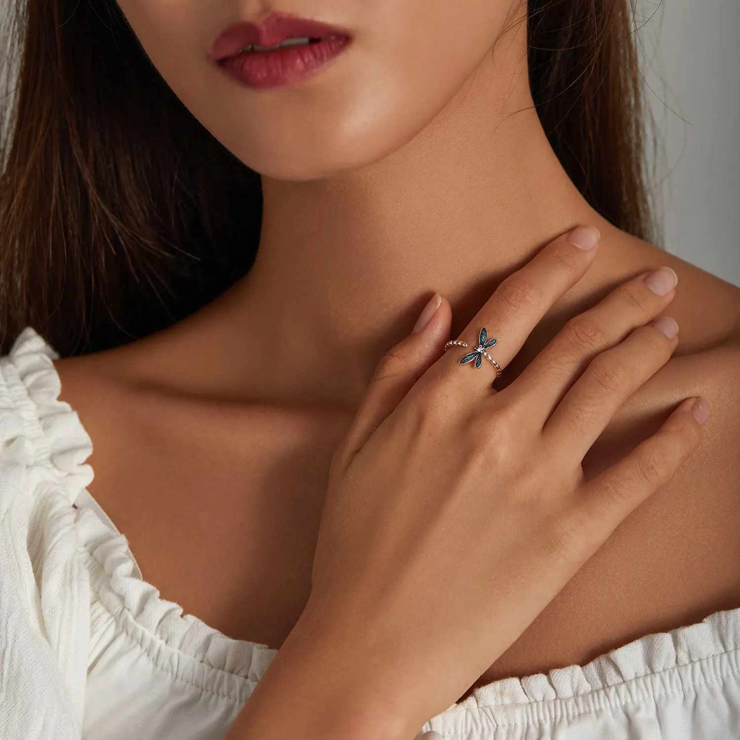 Blue Dragonfly Open Ring