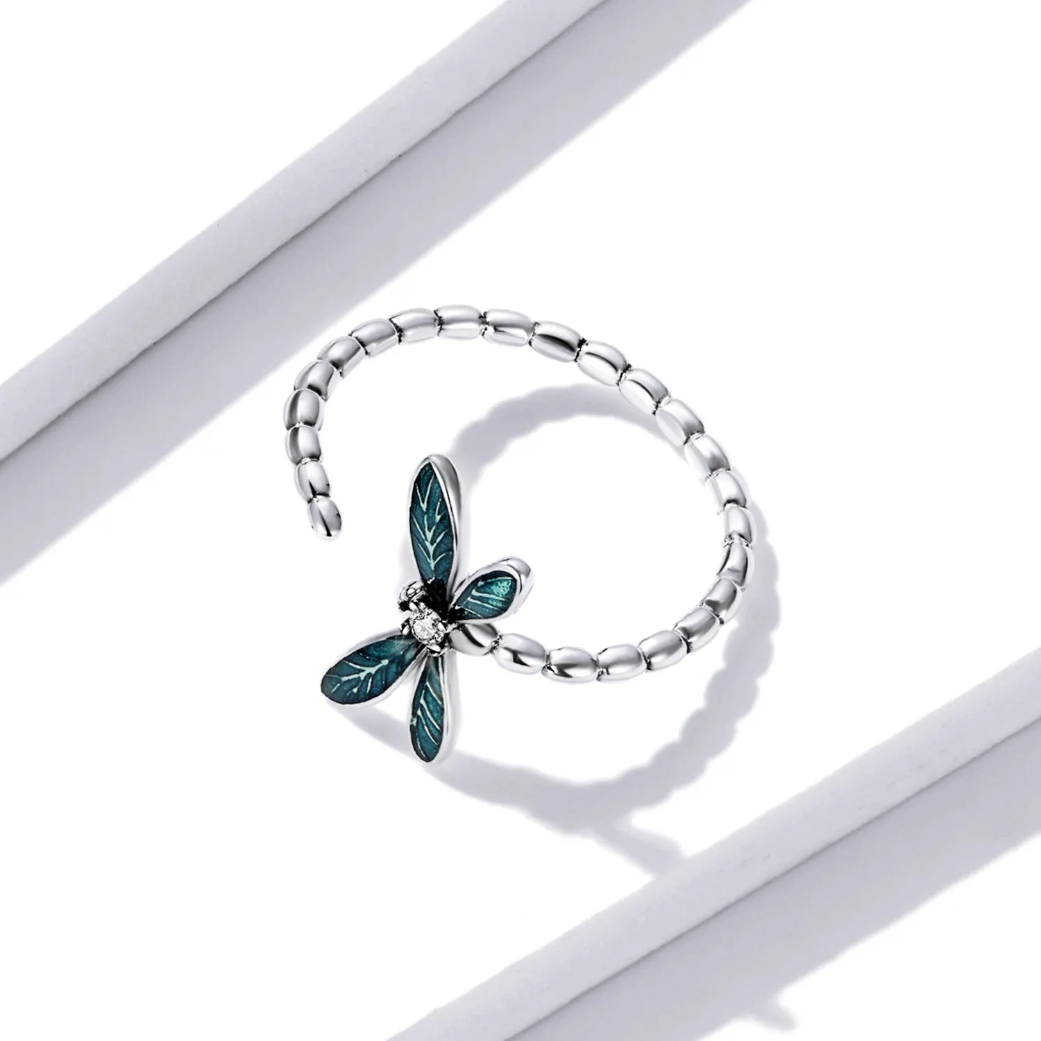 Blue Dragonfly Open Ring