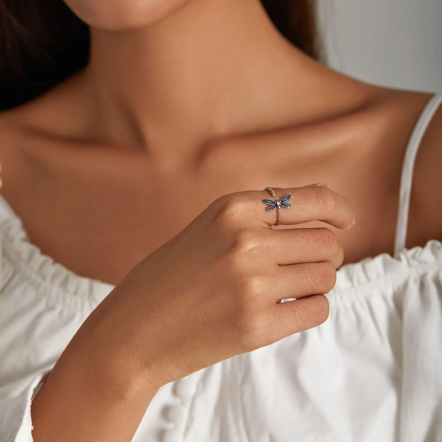 Blue Dragonfly Open Ring
