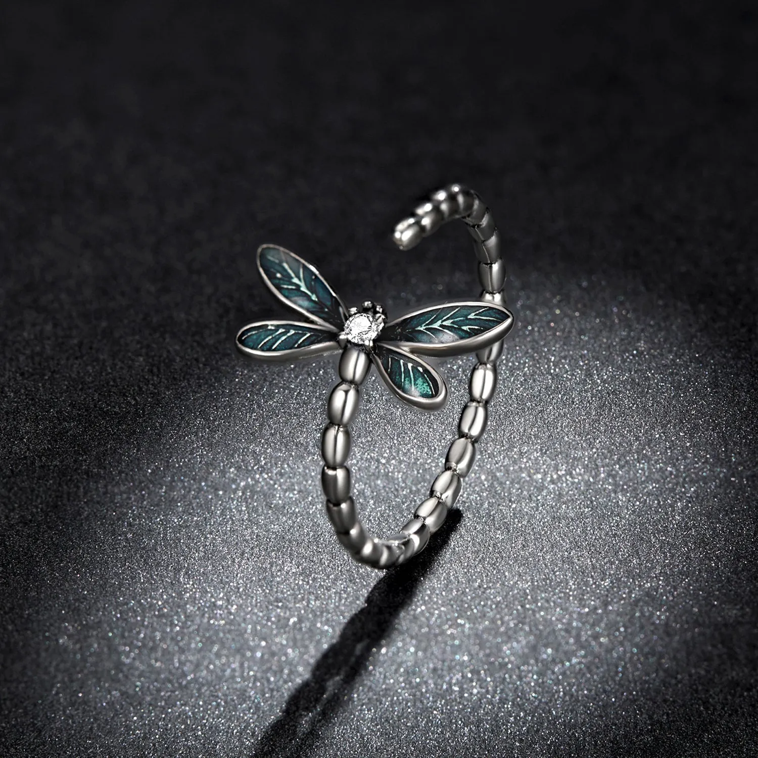 Blue Dragonfly Open Ring