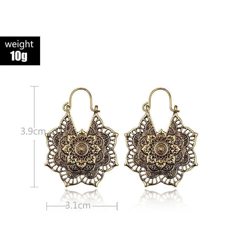 Boho Mandala Hoop Earrings