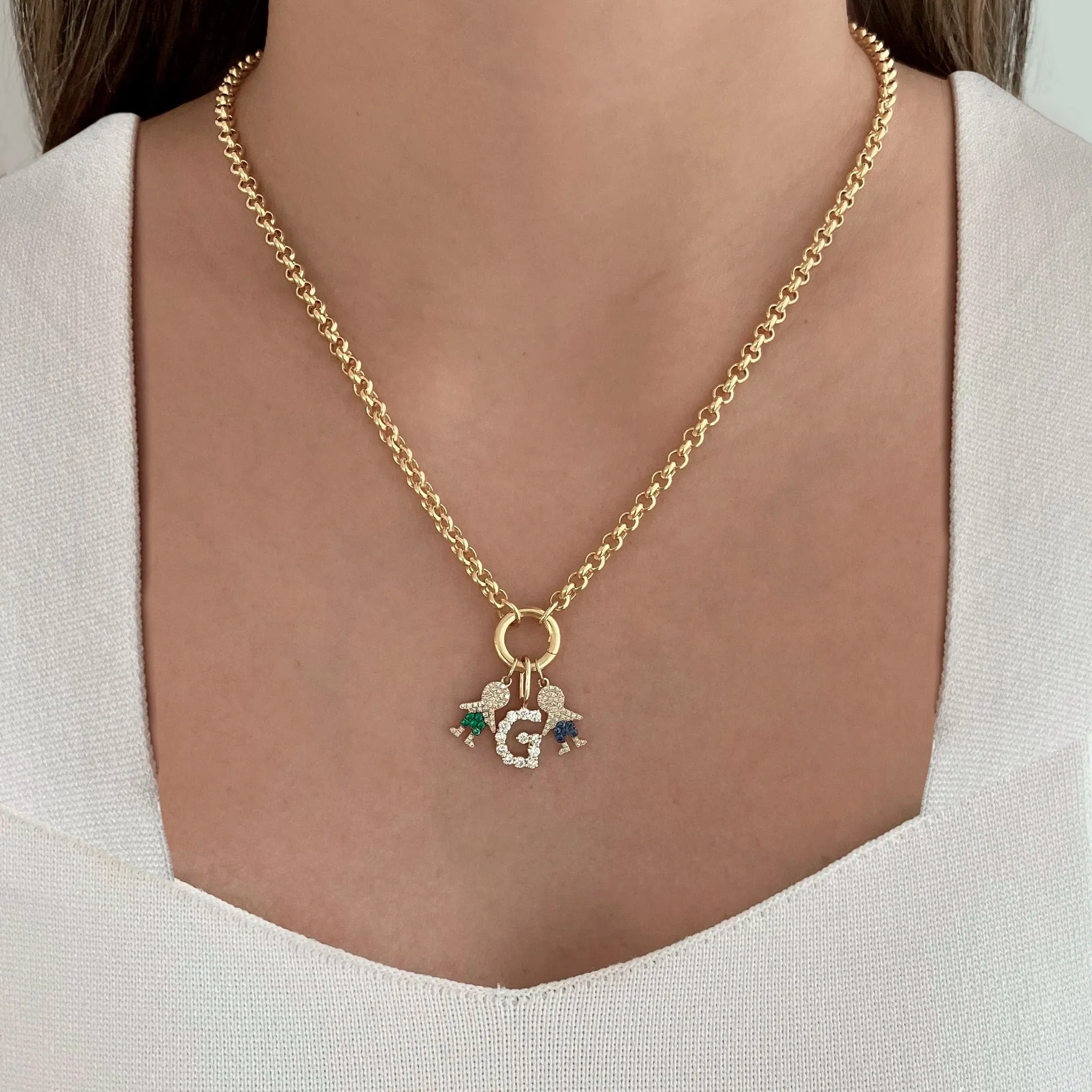 Boy Pave Gemstone Charm
