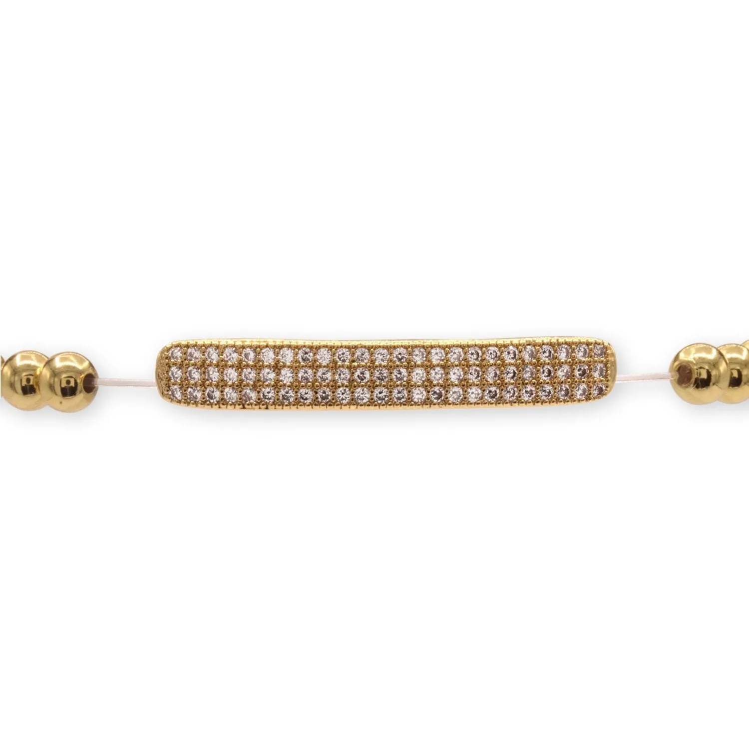 Brass Cubic Zirconia Pave Bar Charm Bracelet Women