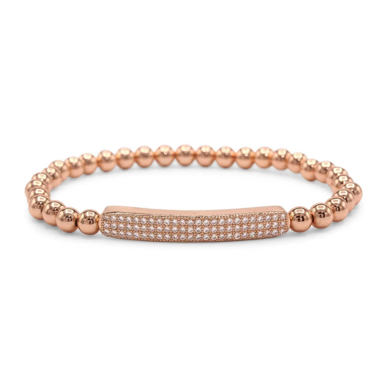 Brass Cubic Zirconia Pave Bar Charm Bracelet Women