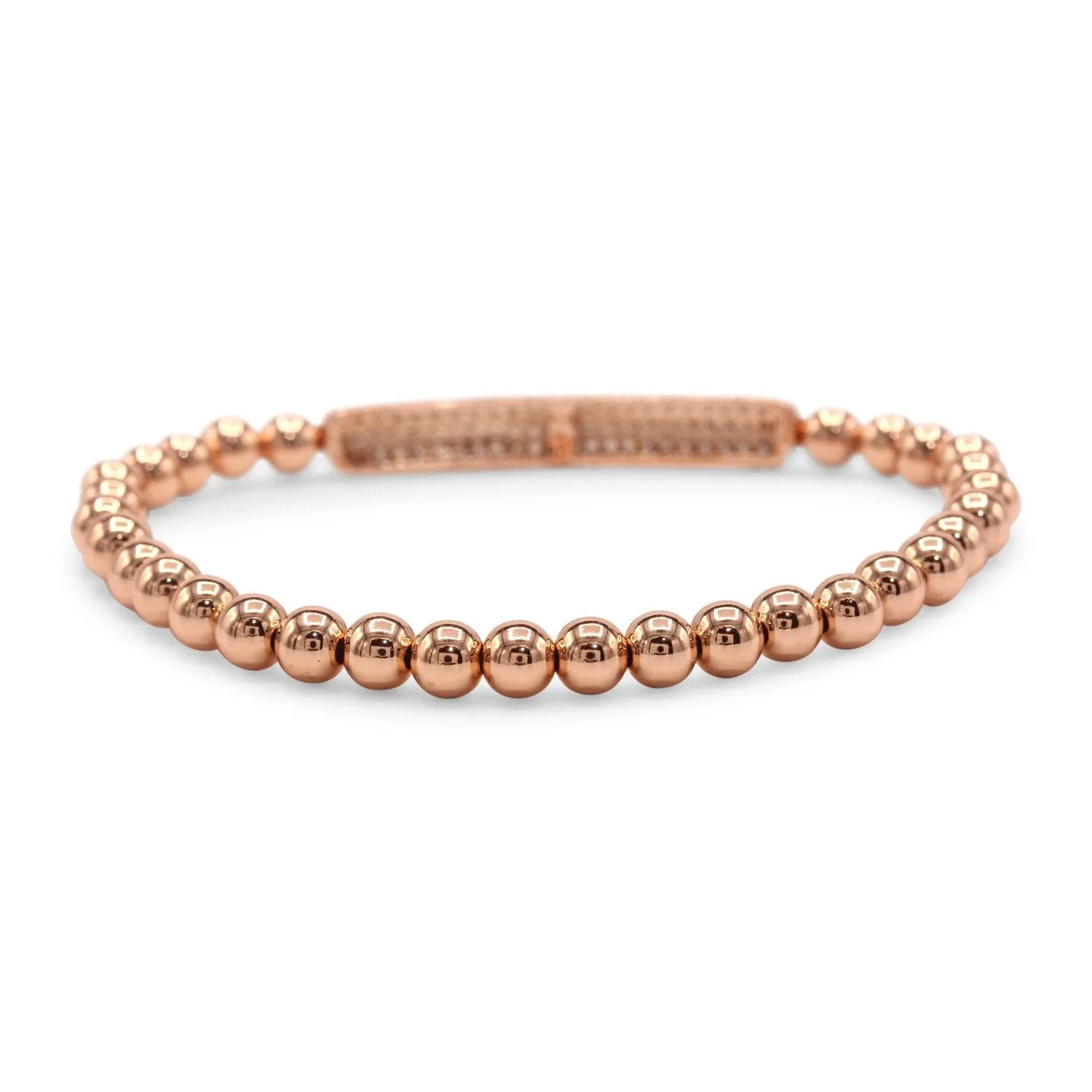 Brass Cubic Zirconia Pave Bar Charm Bracelet Women