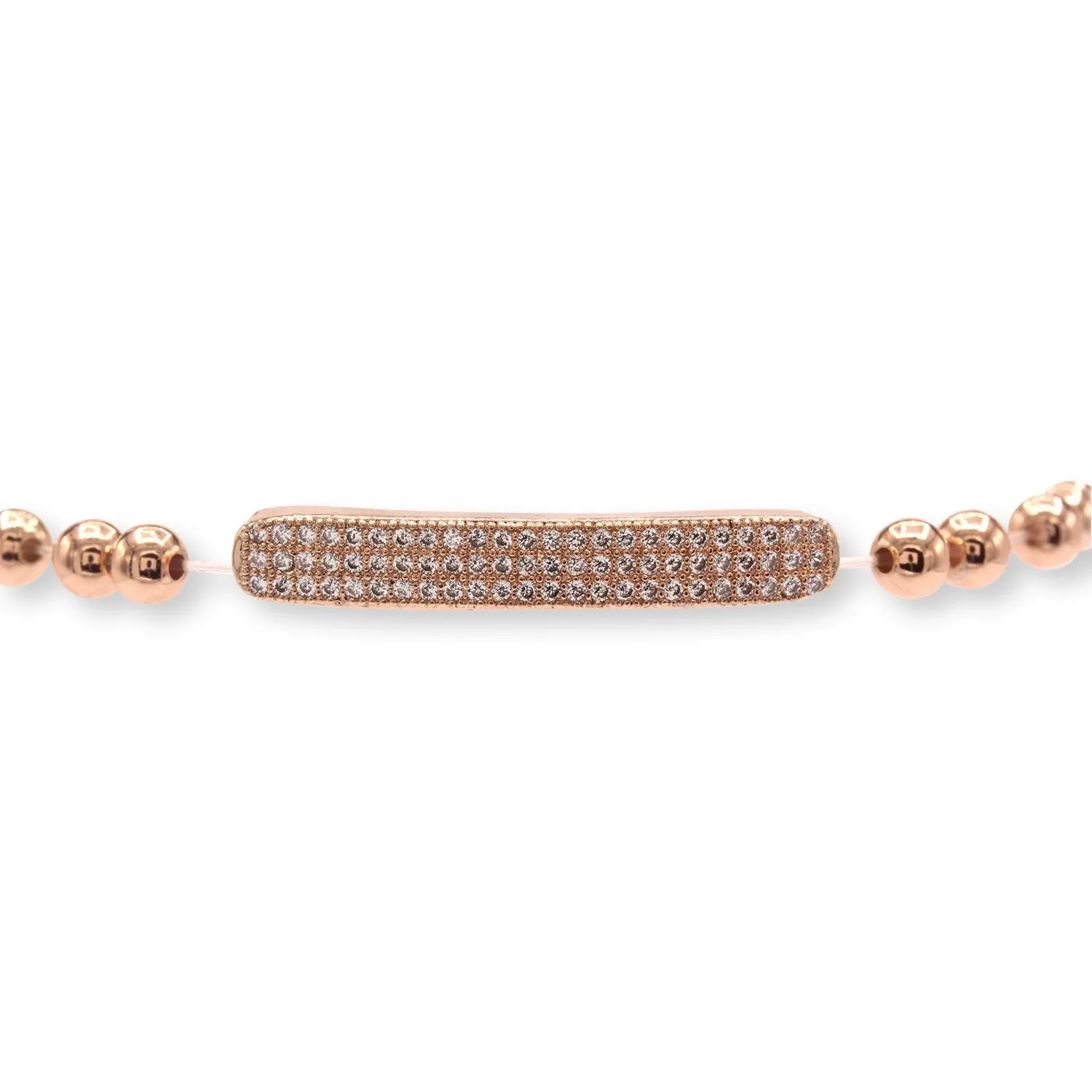 Brass Cubic Zirconia Pave Bar Charm Bracelet Women