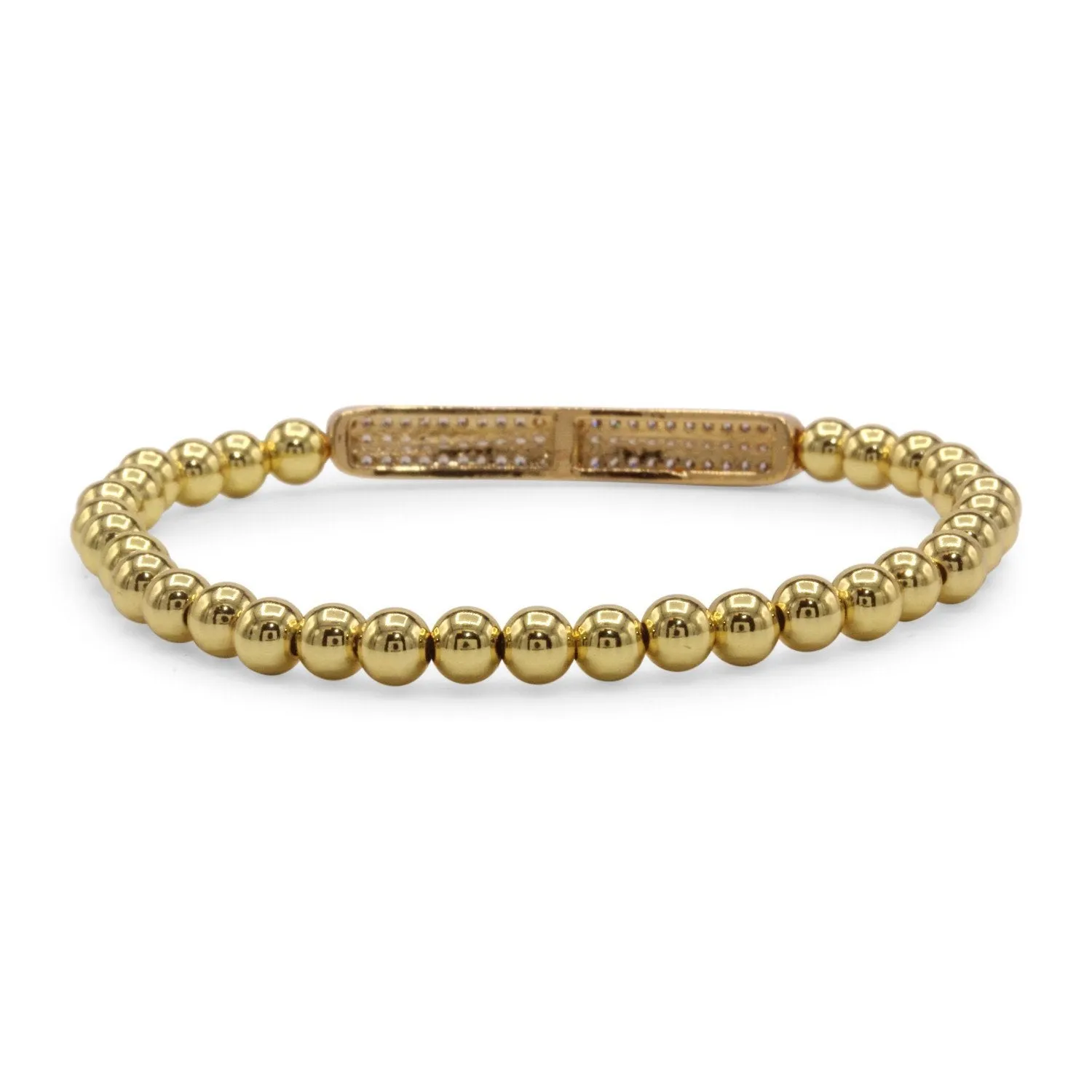 Brass Cubic Zirconia Pave Bar Charm Bracelet Women