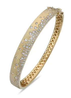 Brushed Gold Flush Set Diamond Bangle