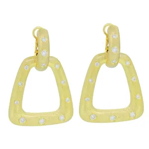 Brushed Yellow Gold Geometric Earrings