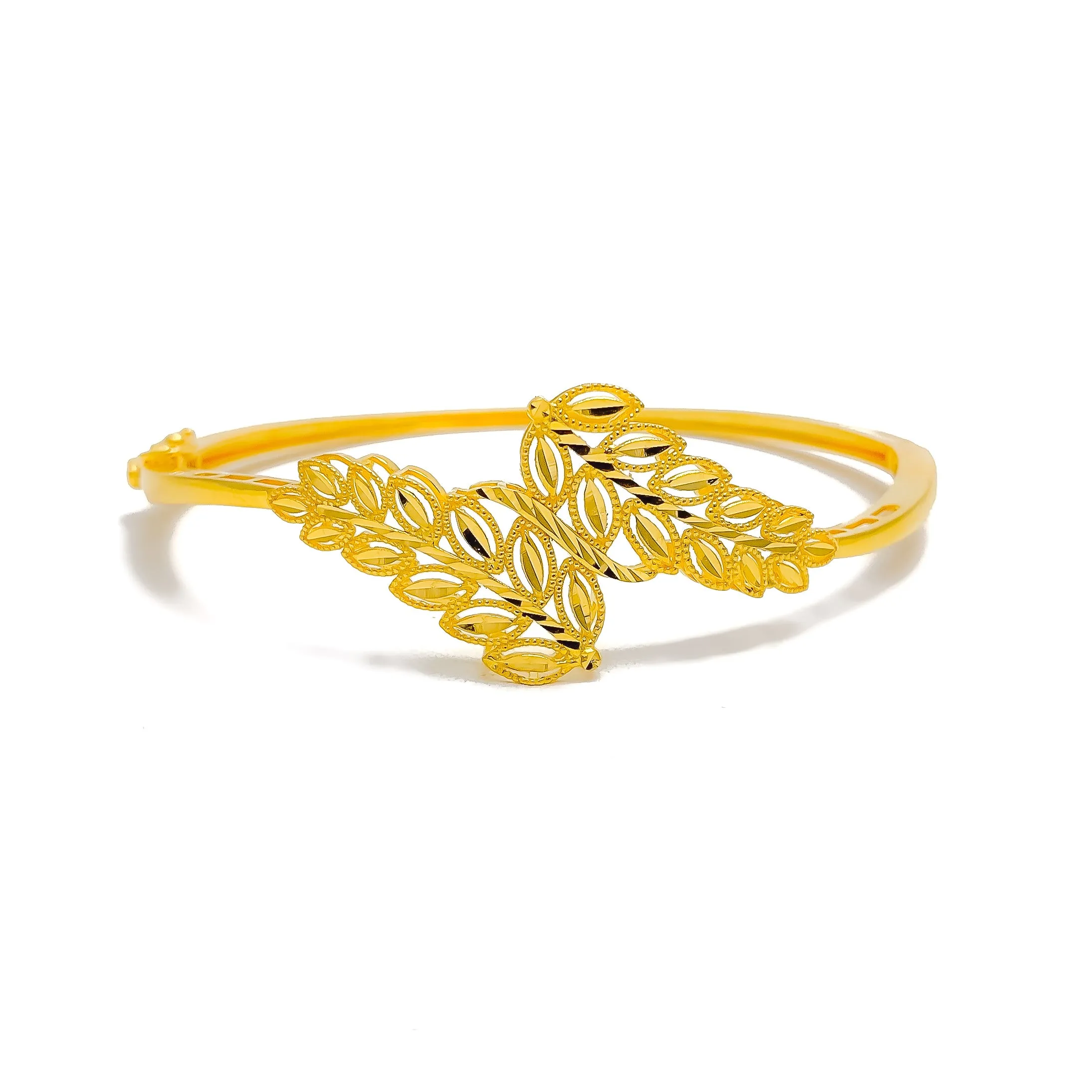 Captivating Sculptural 22k Gold Leaf Bangle Bracelet