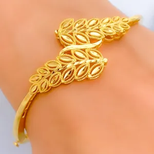 Captivating Sculptural 22k Gold Leaf Bangle Bracelet