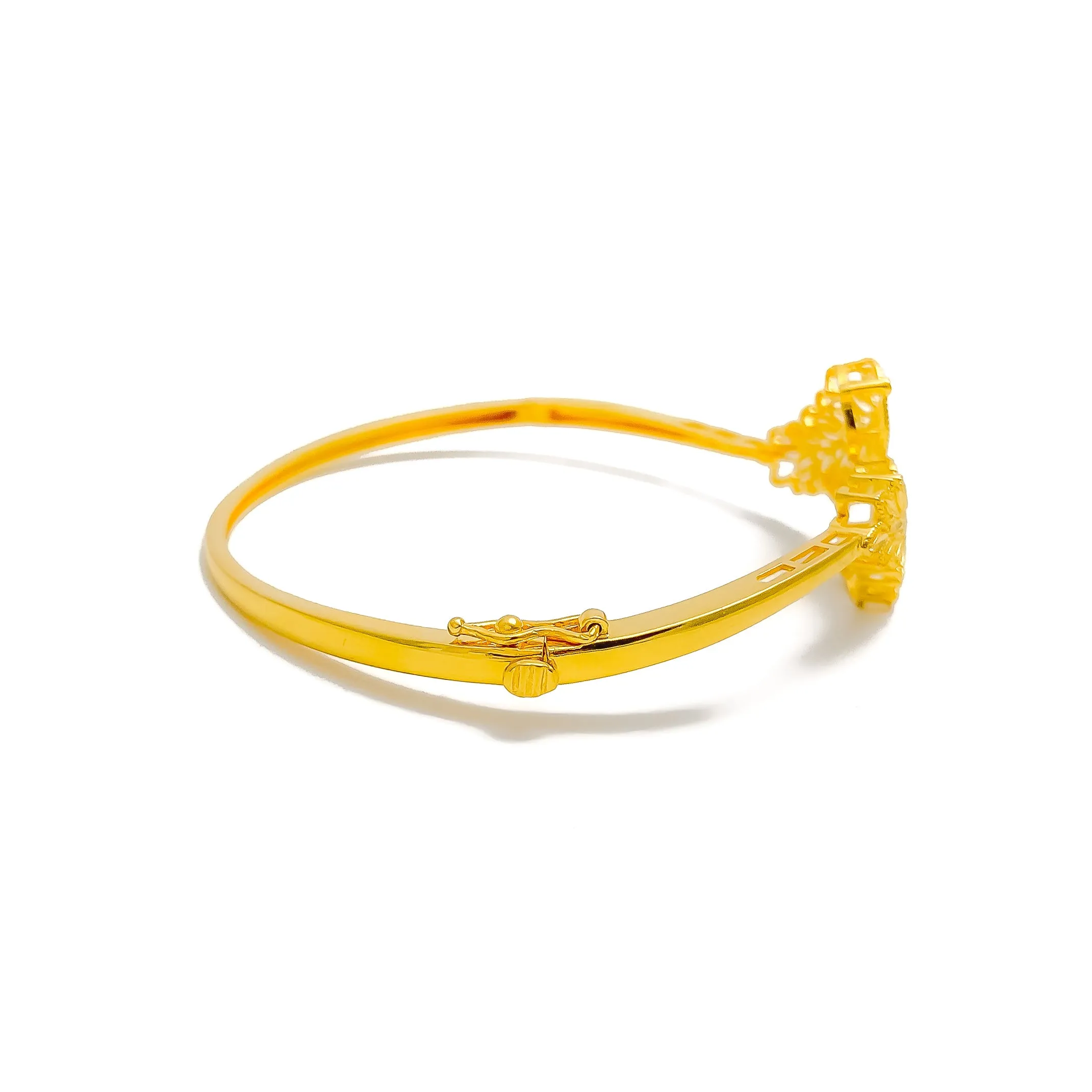 Captivating Sculptural 22k Gold Leaf Bangle Bracelet