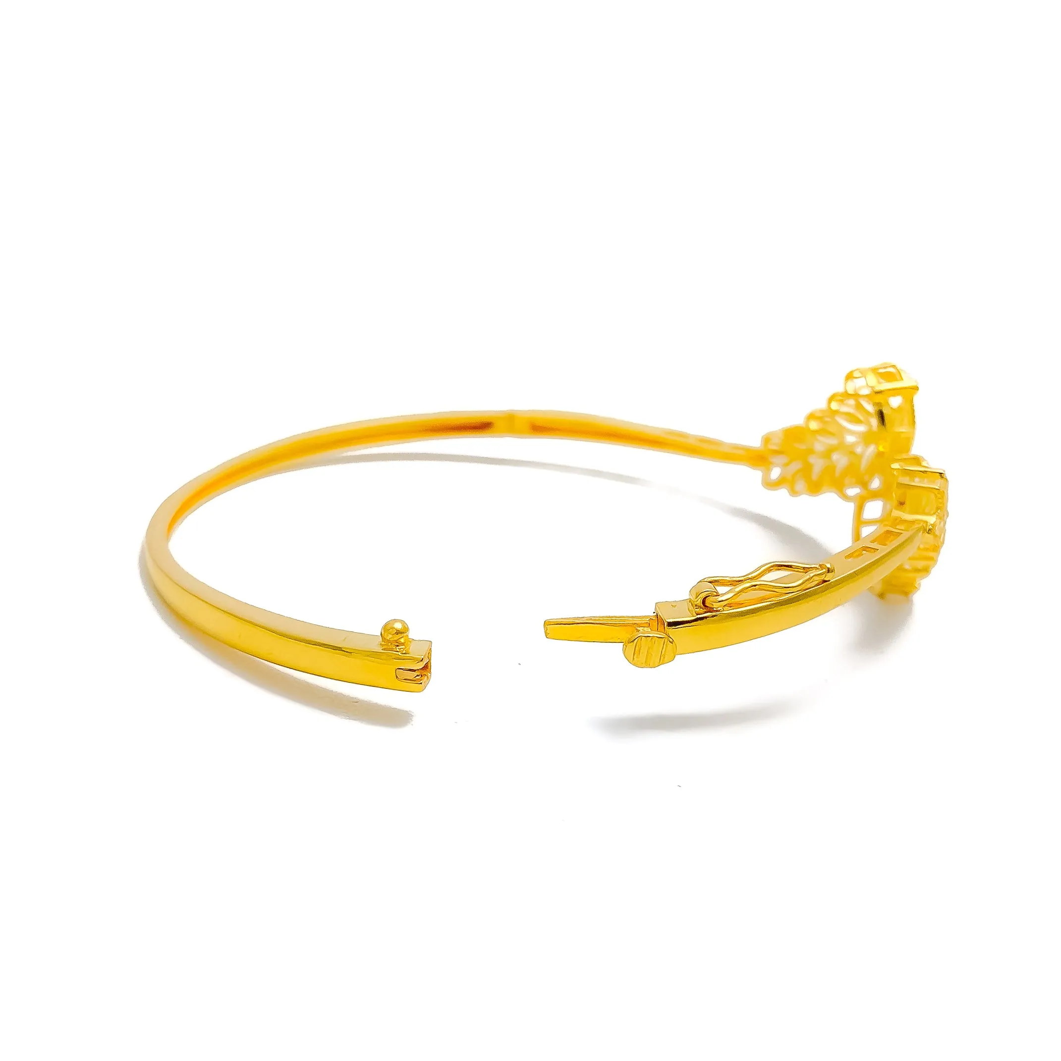 Captivating Sculptural 22k Gold Leaf Bangle Bracelet