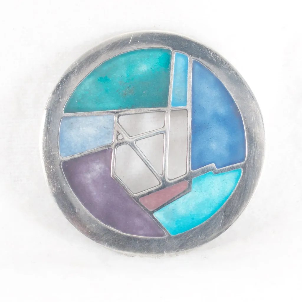 Carly Wright Enamel Brooch and Earring Set