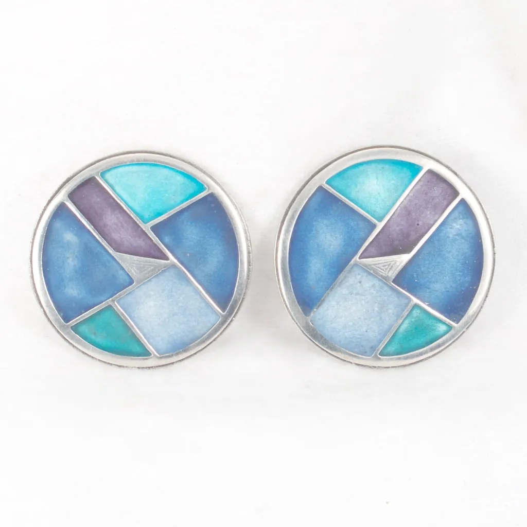 Carly Wright Enamel Brooch and Earring Set