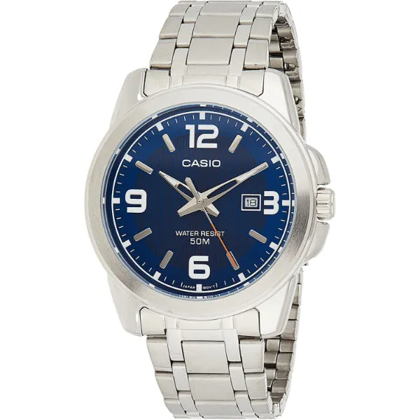 Casio Enticer Silver Stainless Steel Blue Dial Quartz Watch for Gents - MTP-1314D-2A VDF
