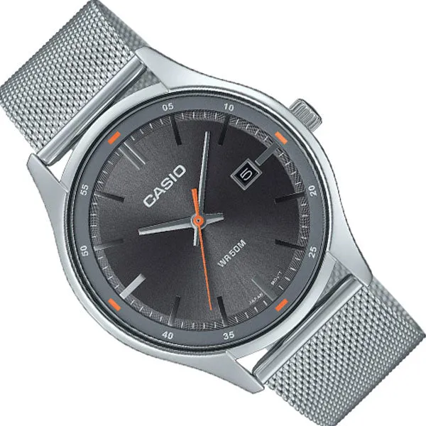 Casio Silver Mesh Bracelet Grey Dial Quartz Watch for Gents - MTP-E710M-8AVDF