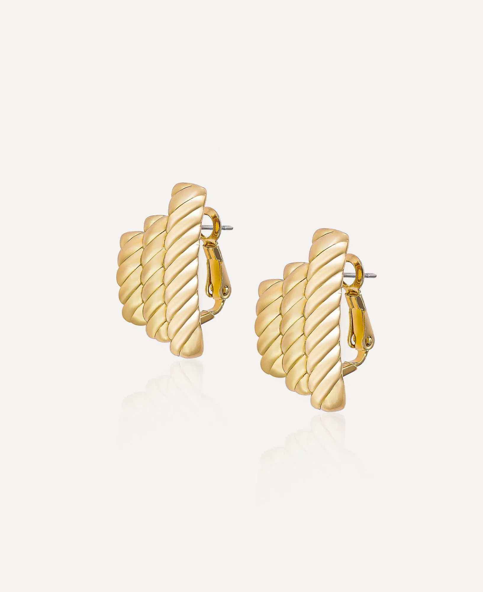 Catherine Rope Textured Gold Clip Earrings